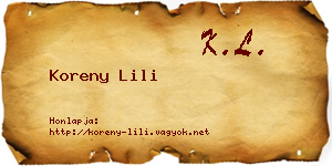 Koreny Lili névjegykártya